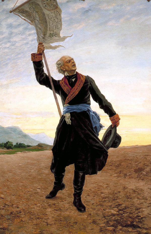 Miguel Hidalgo y Costilla with Virgin of Guadalupe flag Independence of Mexico