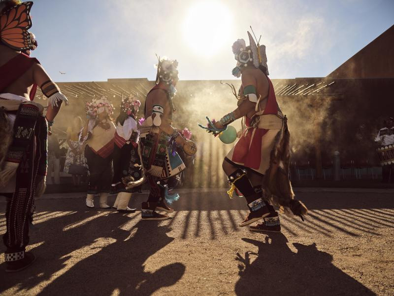 Zuni dancers perform at the Indian Pueblo Cultural Center courtyard