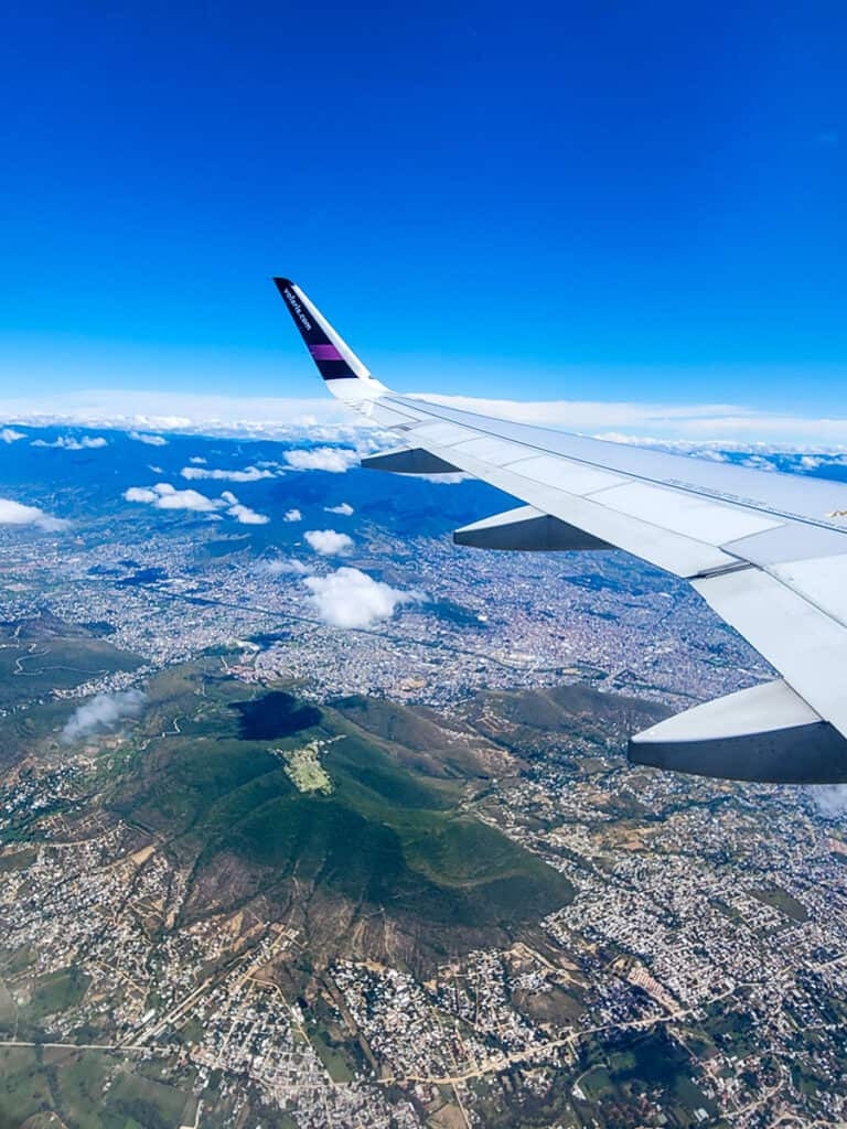 Monte Alban seen from the airplane window as I landed in Oaxaca.