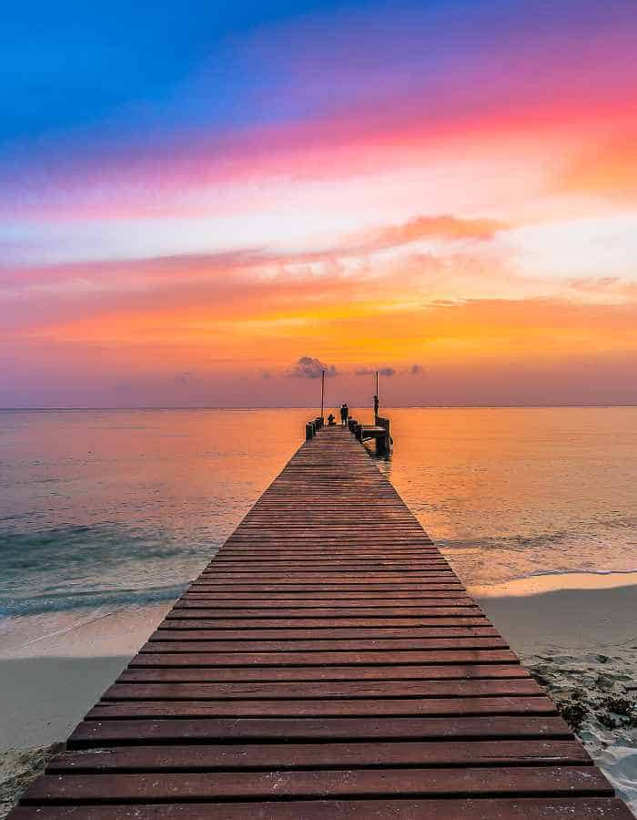 Cozumel pier at sunset.