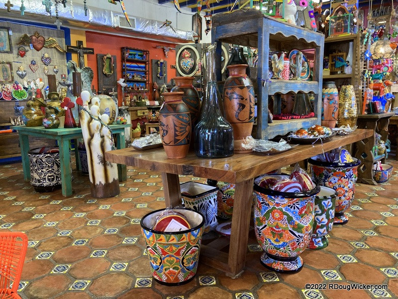 An array of handcrafted items and vibrant art at The Pink Store, showcasing the rich artistic traditions of Mexico and the diversity of cultural expressions