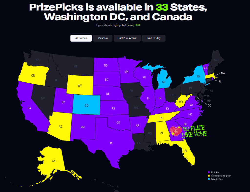 PrizePicks Legal States