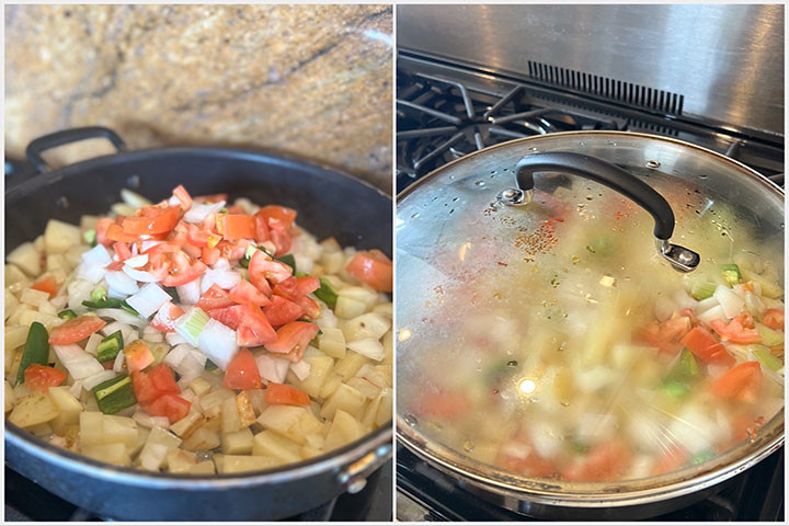 Preparing Papas a la Mexicana