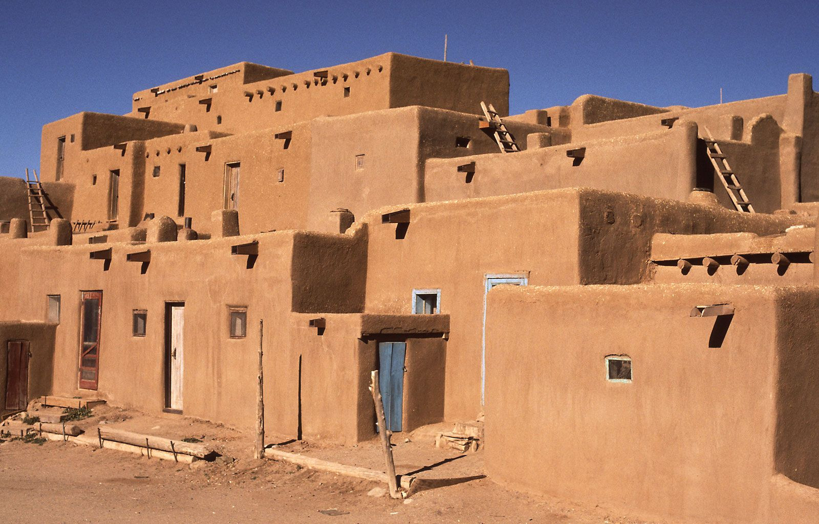 Taos Pueblo in New Mexico displaying the blend of Native American and Spanish Colonial influences