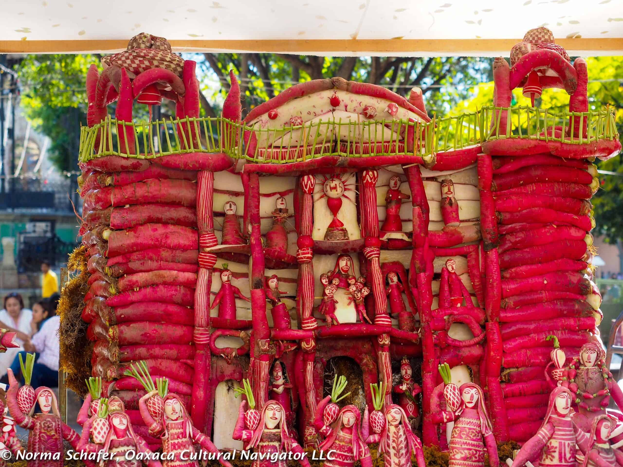 Radishes on display at the Night of the Radishes festival in Oaxaca