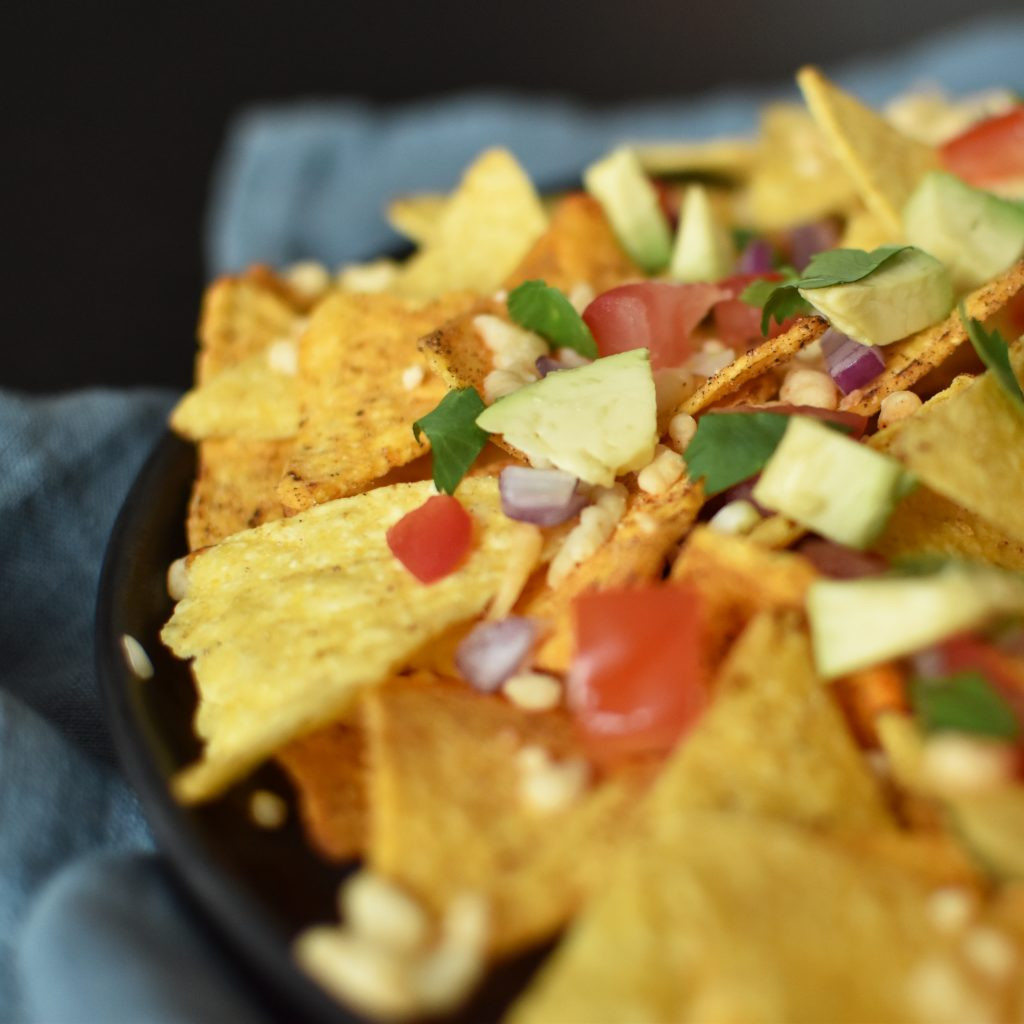 Vegetarian nachos con todo
