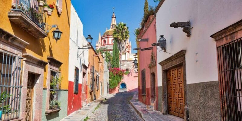 The old historic center of San Miguel de Allende offering architectural beauty