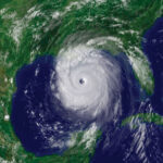 Satellite image of Hurricane Katrina taken on August 28, 2005, by the National Oceanic and Atmospheric Administration, illustrating the power and scale of tropical cyclones in the Gulf of Mexico