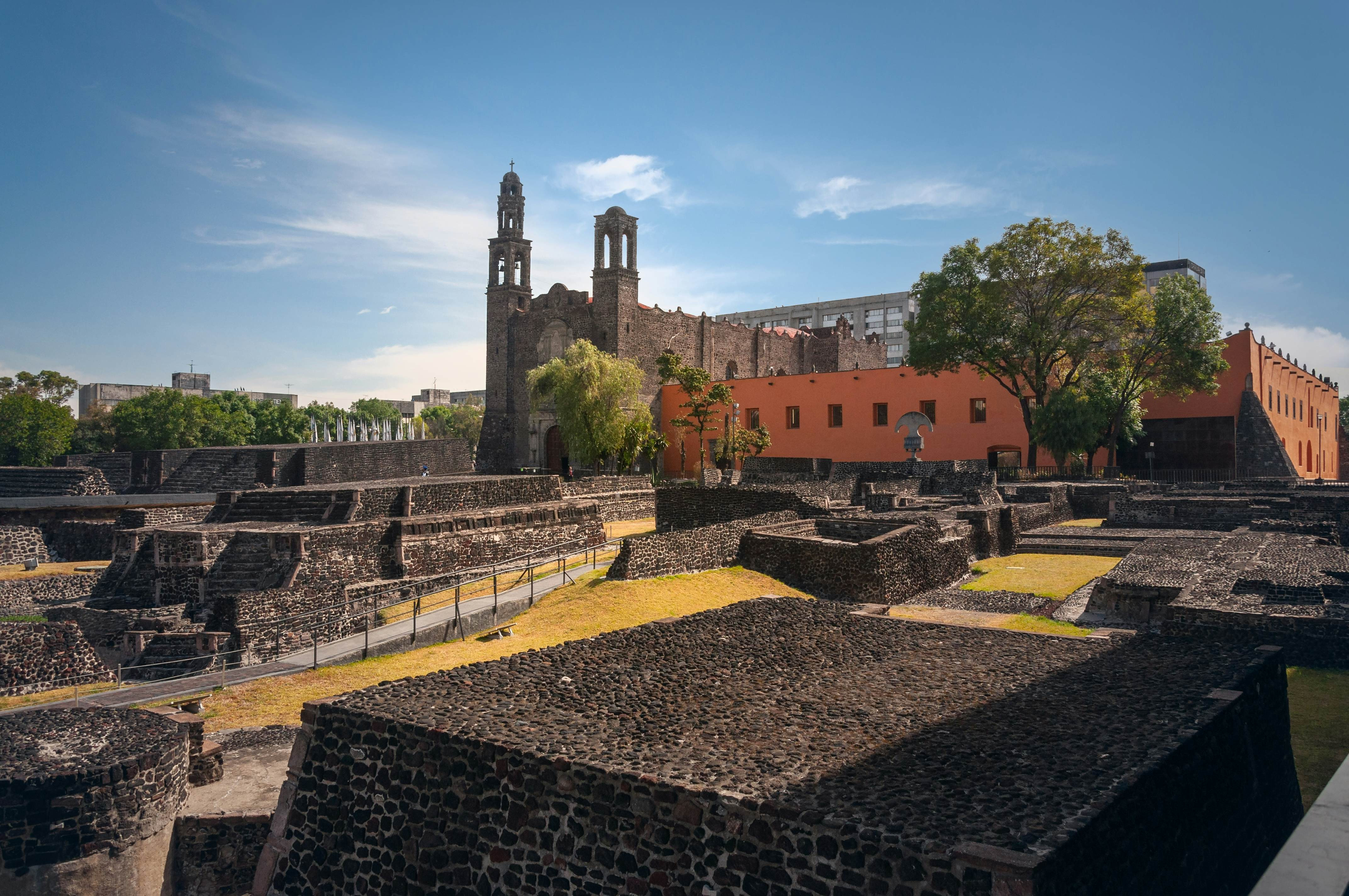 Public square featuring Aztec ruins, Tlatelolco Massacre site, Mexico City