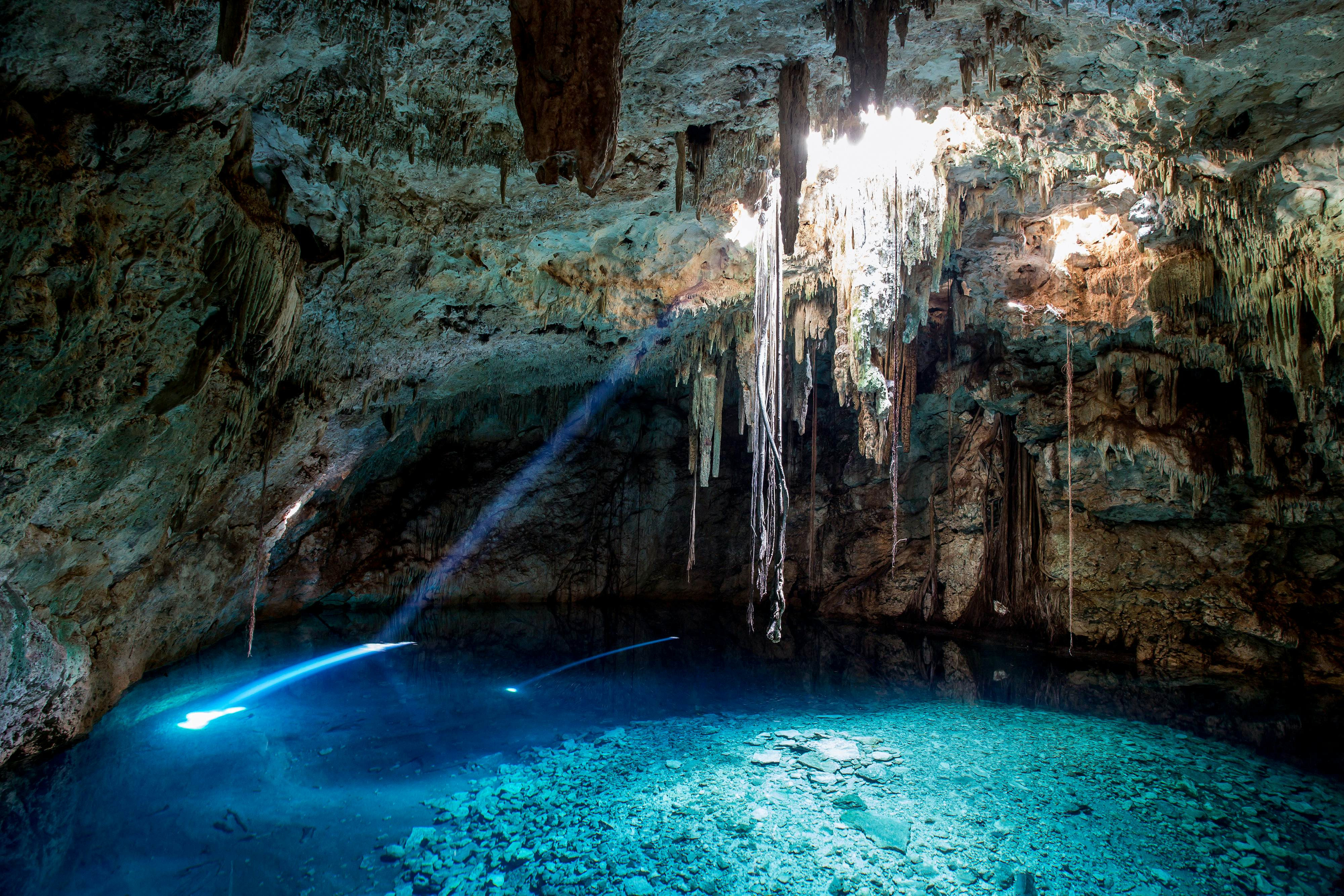 The underground Cuzama cenote in Mexico