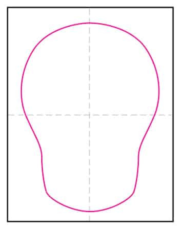 Basic skull shape drawn with an oval and curved jawline
