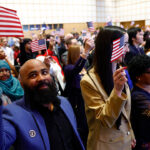 Mexican immigrants being sworn in as US citizens