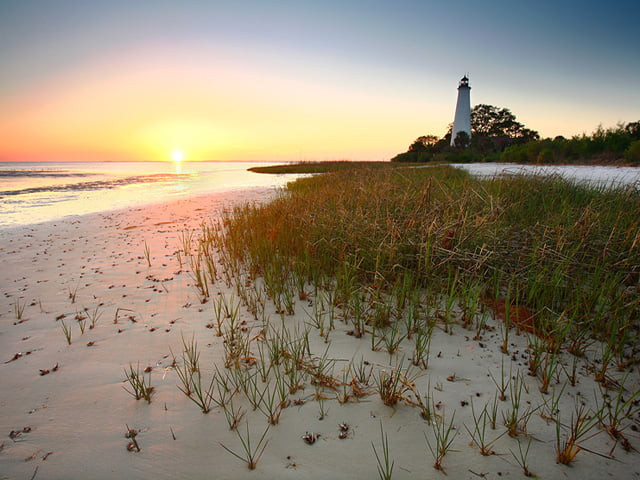 The lighthouse and beach at St. Marks near Tallahassee, FL