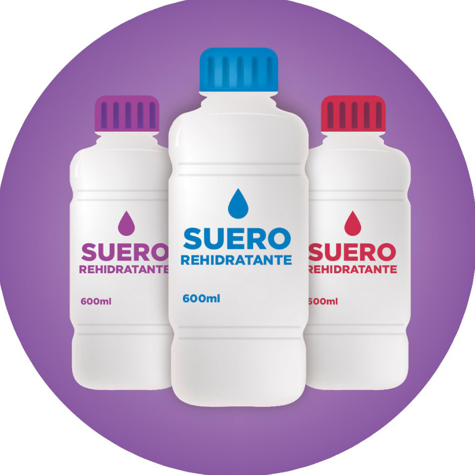 Sueros like Pedialyte and Electrolit are widely available in convenience stores.