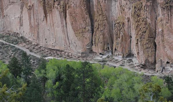 Homes carved into volcanic tuff at Bandelier National Monument