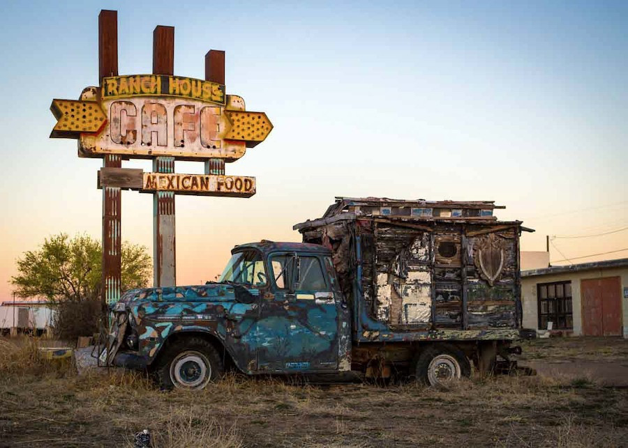The historic Ranch House Cafe along Route 66 showing the aging beauty of a classic landmark.