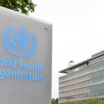 World Health Organization logo with headquarters in Geneva, Switzerland