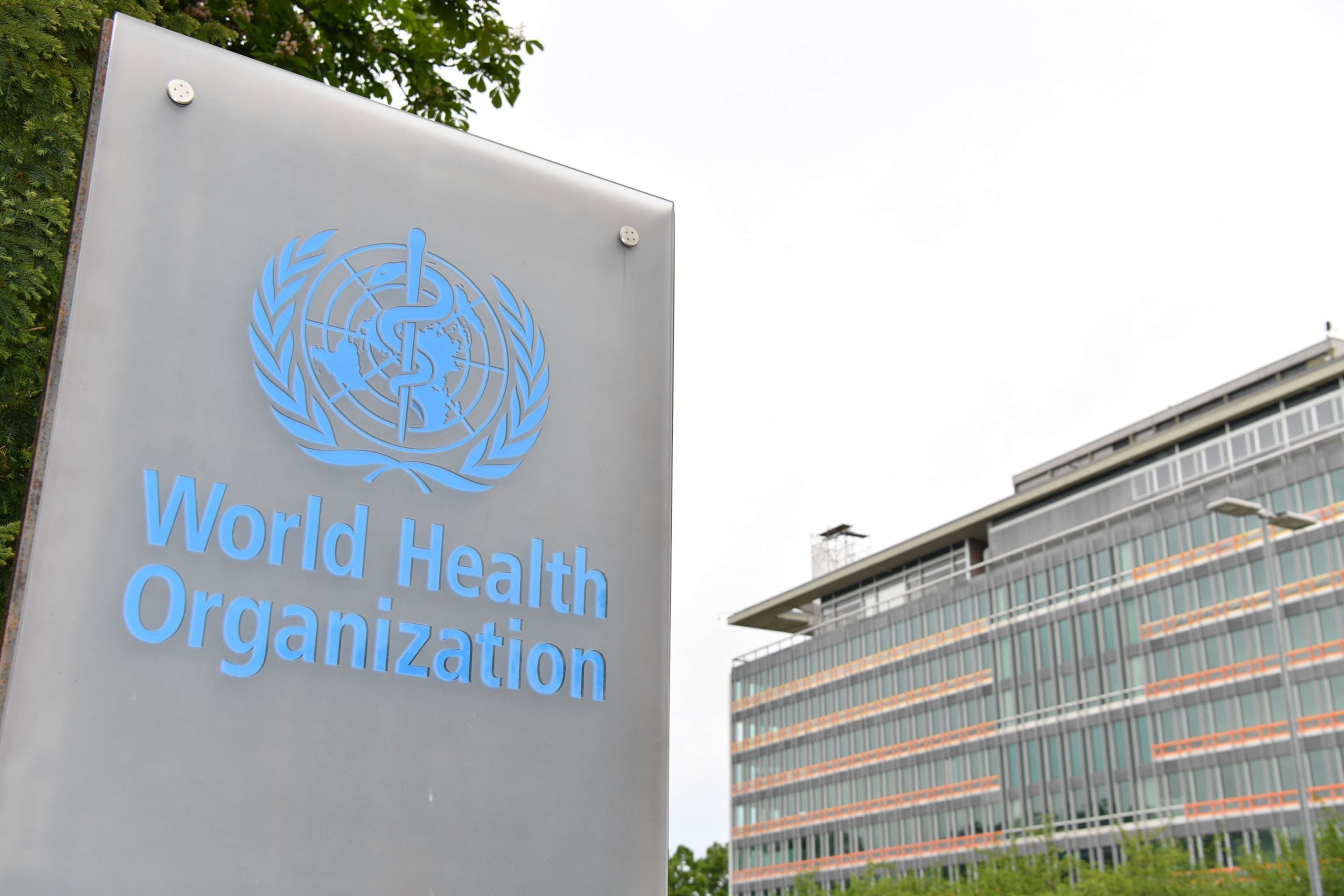 World Health Organization logo with headquarters in Geneva, Switzerland
