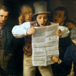 Richard Caton Woodville, War News from Mexico, 1848, oil on canvas, depicting diverse reactions to war news in a Western outpost