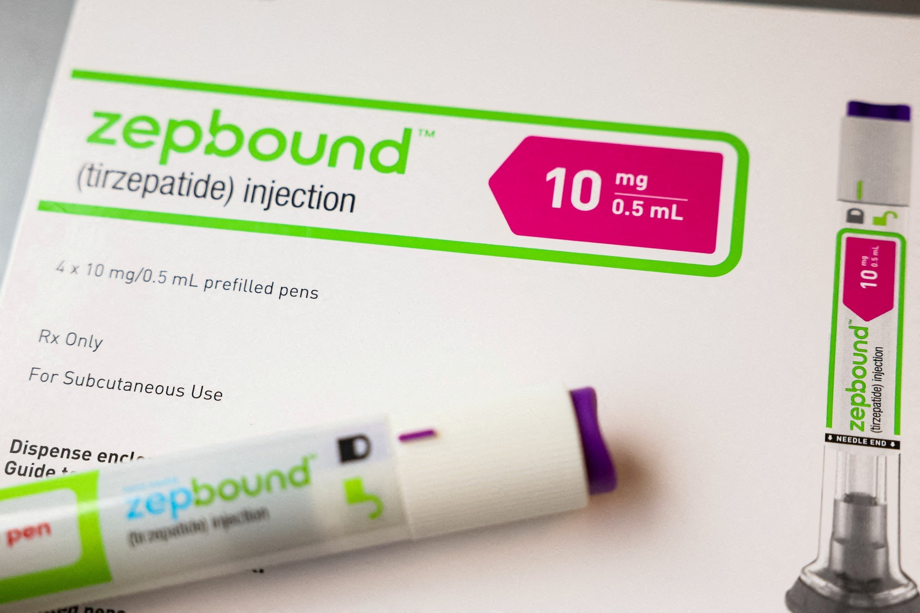 Tirzepatide injection pen displayed with packaging
